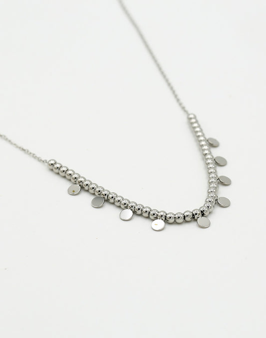 Ketting bolletjes met muntjes zilverkleurig