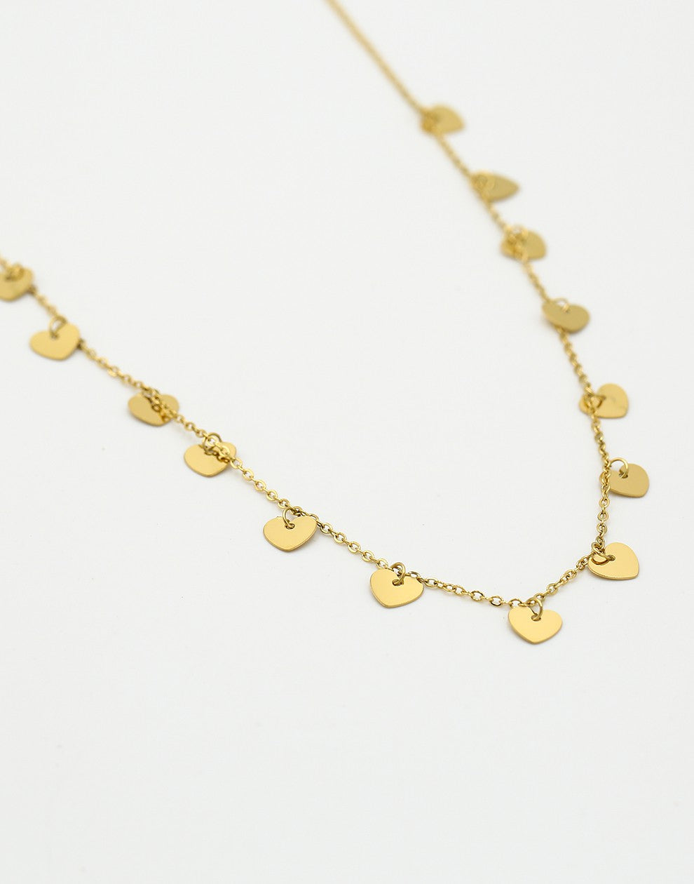 Ketting hangende hartjes goudkleurig