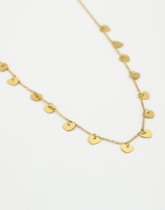 Ketting hangende hartjes goudkleurig