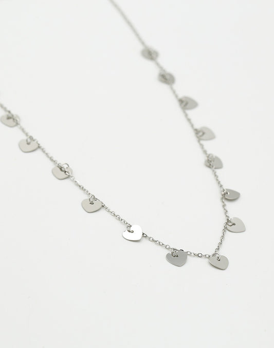Ketting hangende hartjes zilverkleurig