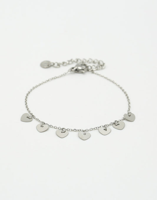 Armband hartjes zilverkleurig