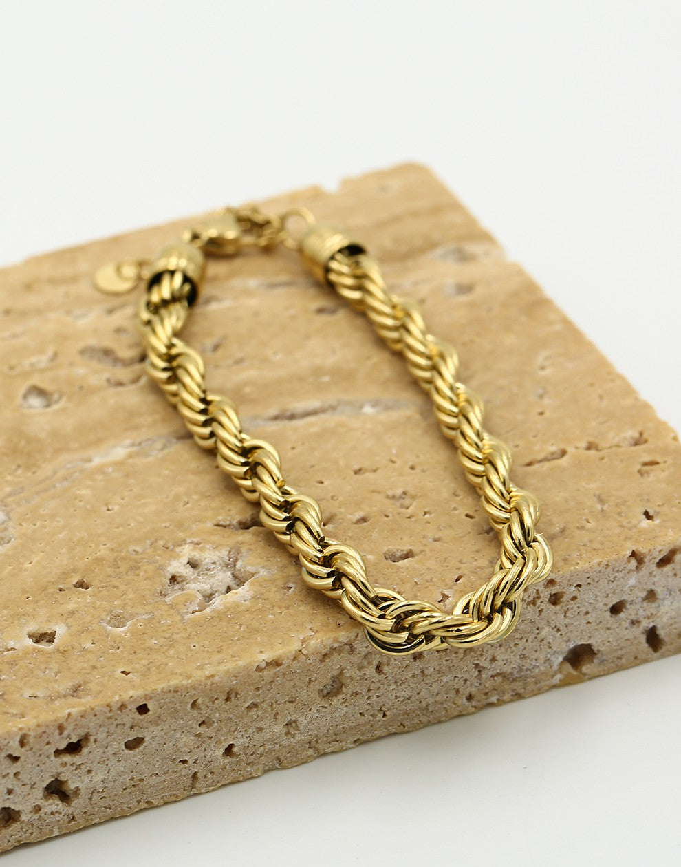 Enkelbandje gedraaid chunky goudkleurig