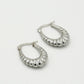 hoops ovaal chunky met patroon in zilverkleurig