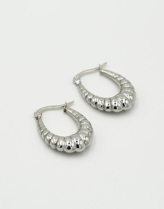 hoops ovaal chunky met patroon in zilverkleurig
