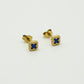 Studs klavers blauw goudkleurig