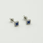 Studs klavers blauw zilverkleurig