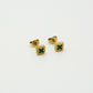 Studs klavers groen goudkleurig
