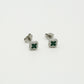 Studs klavers groen zilverkleurig