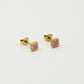 Studs klavers roze goudkleurig