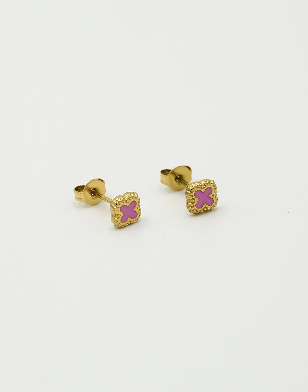 Studs klavers roze goudkleurig