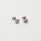 Studs klavers roze zilverkleurig