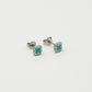 Studs klavers turquoise zilverkleurig