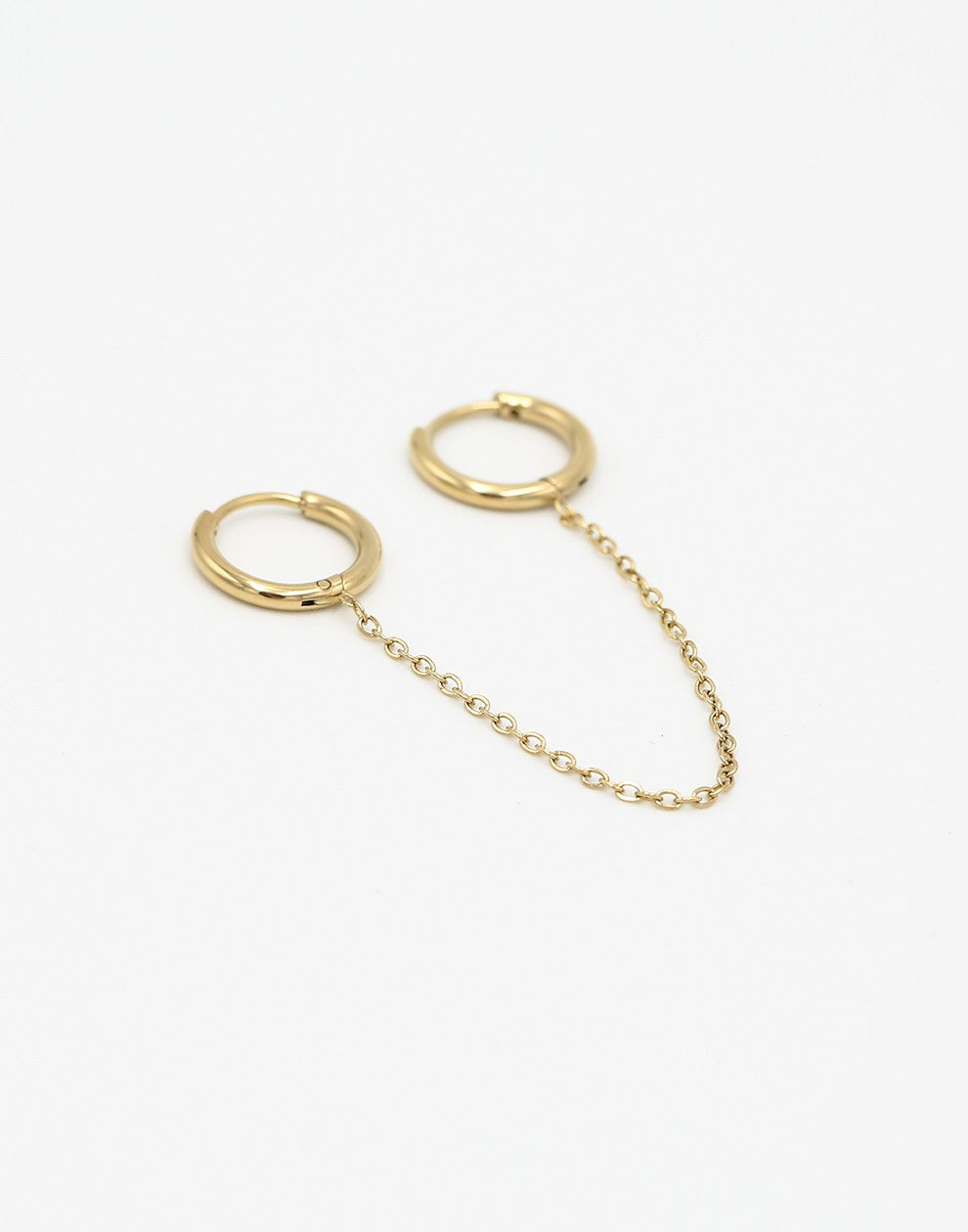 goudkleurigen oorringen dubbel met chain