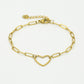 Schakelarmband met hart goudkleurig