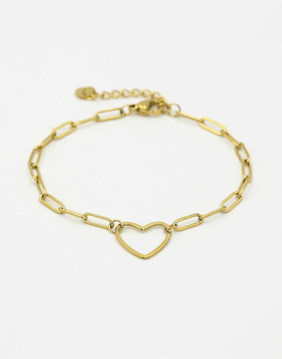 Schakelarmband met hart goudkleurig