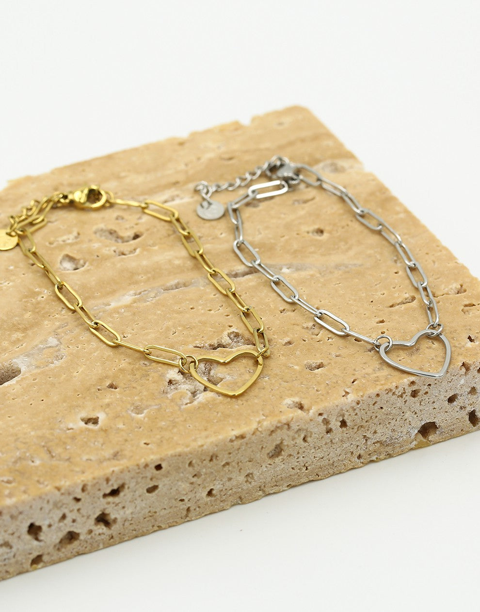 Schakelarmband met hart goudkleurig