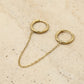 goudkleurigen oorringen dubbel met chain