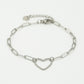 Schakelarmband met hart zilverkleurig