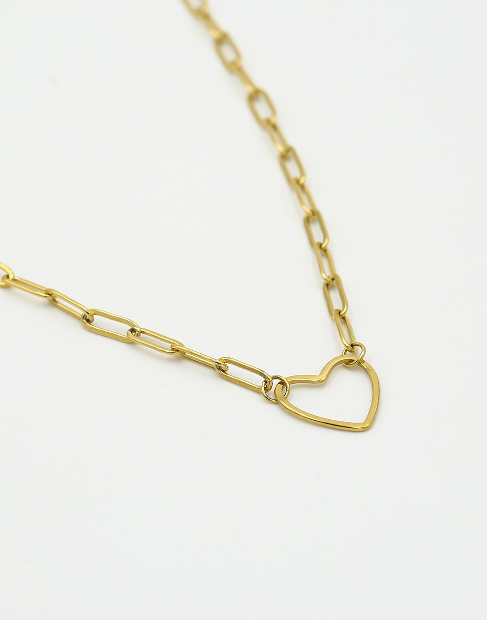 Schakelketting open hart goudkleurig