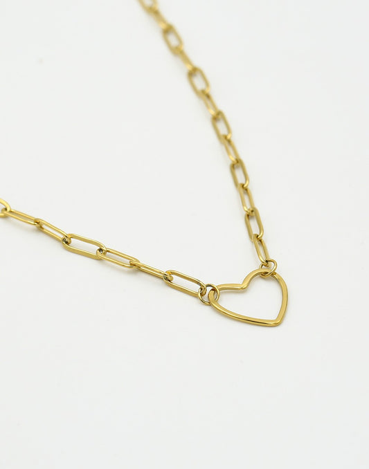 Schakelketting open hart goudkleurig