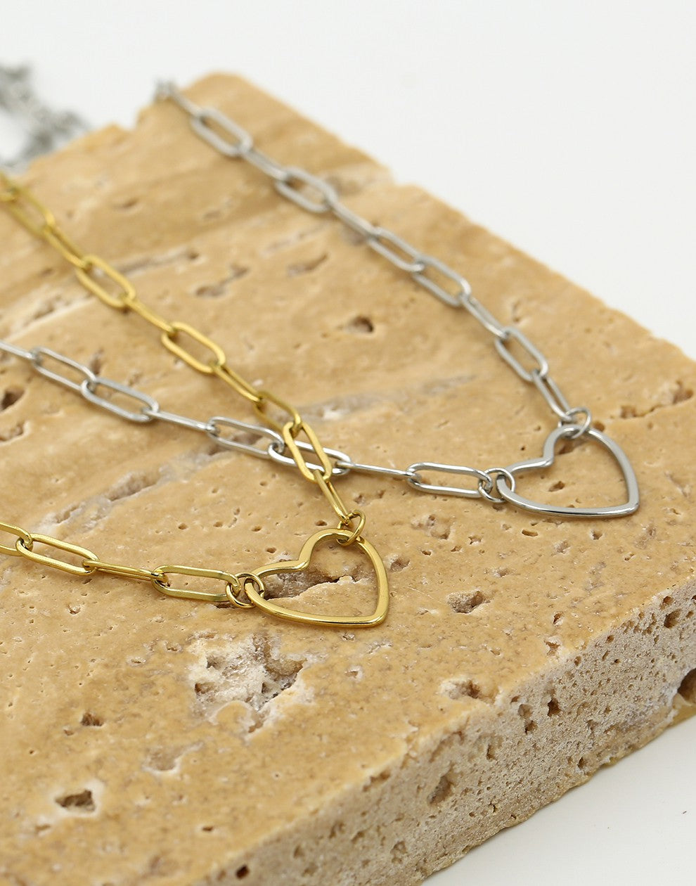 Schakelketting open hart goudkleurig