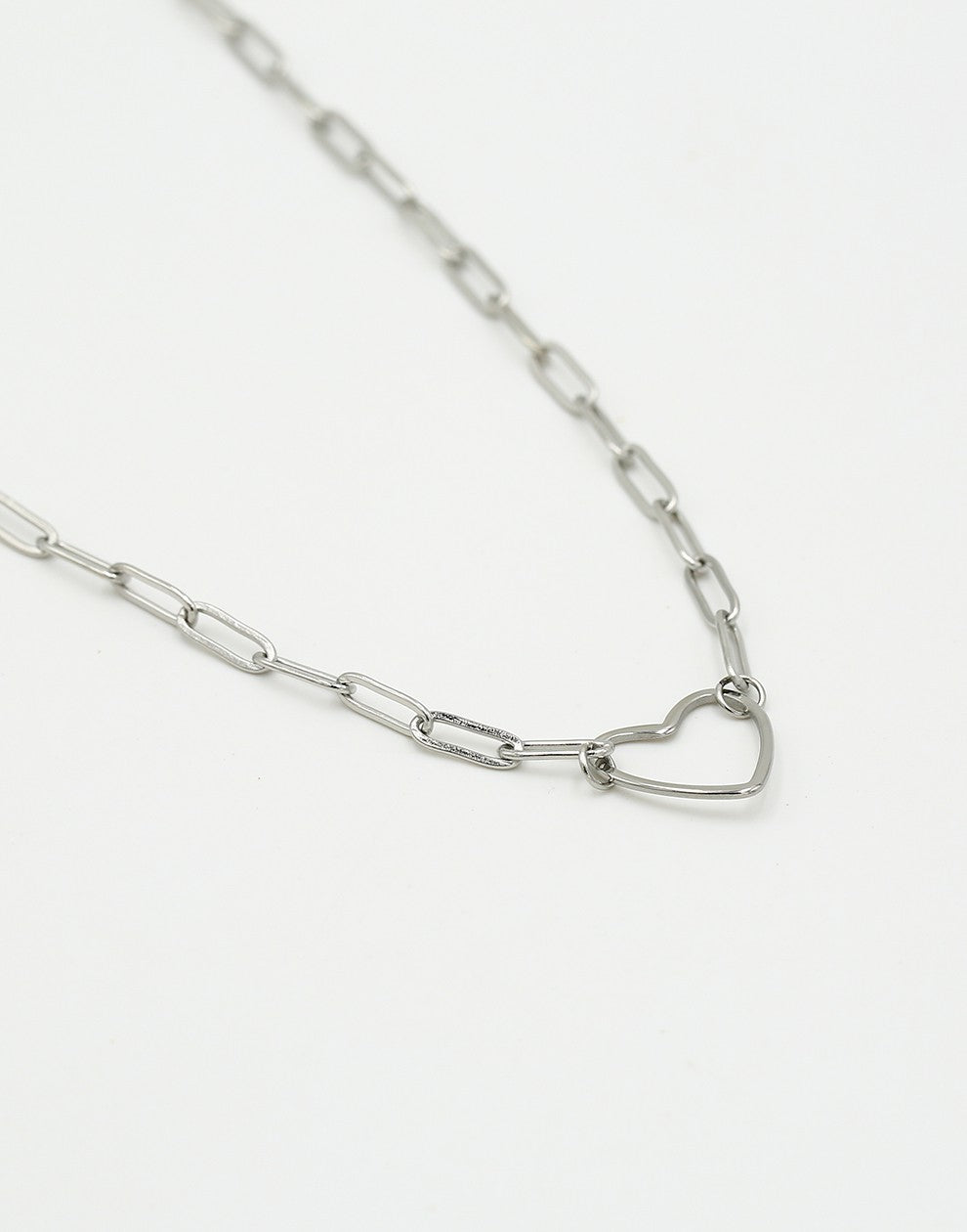 Schakelketting open hart zilverkleurig