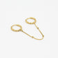 Dubbel oorring met bolletjes chain goudkleurig