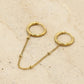 Dubbel oorring met bolletjes chain goudkleurig