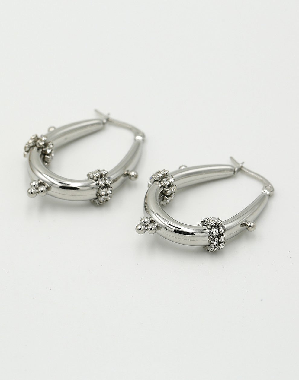 Bali hoops strass zilverkleurig