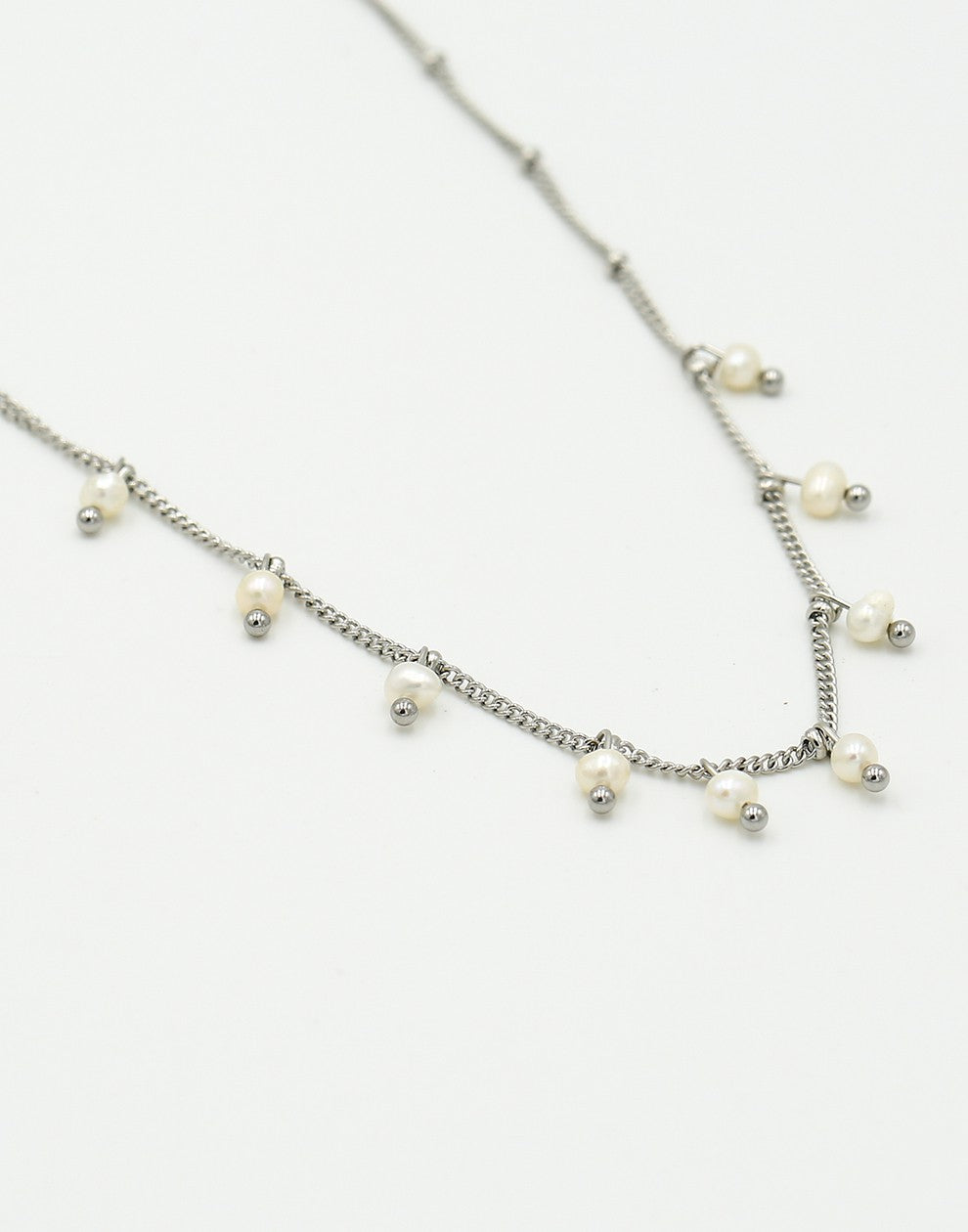 Ketting met parels zilverkleurig