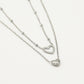Dubbele ketting met hartjes zilverkleurig
