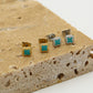 Studs klavers turquoise zilverkleurig