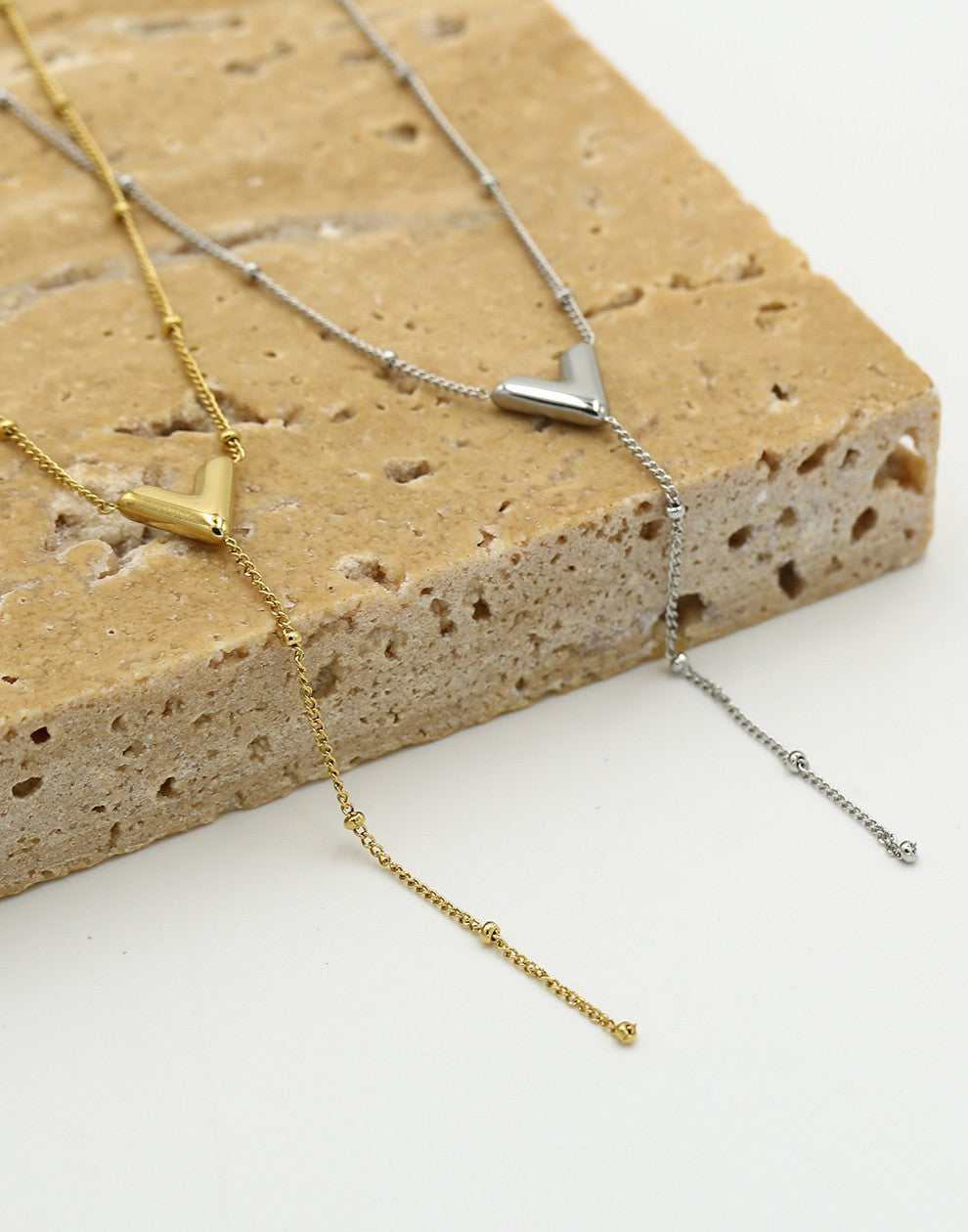 Ketting Y-vorm V hanger zilverkleurig