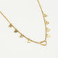 Fijne ketting open hartje met vallende hartjes goudkleurig