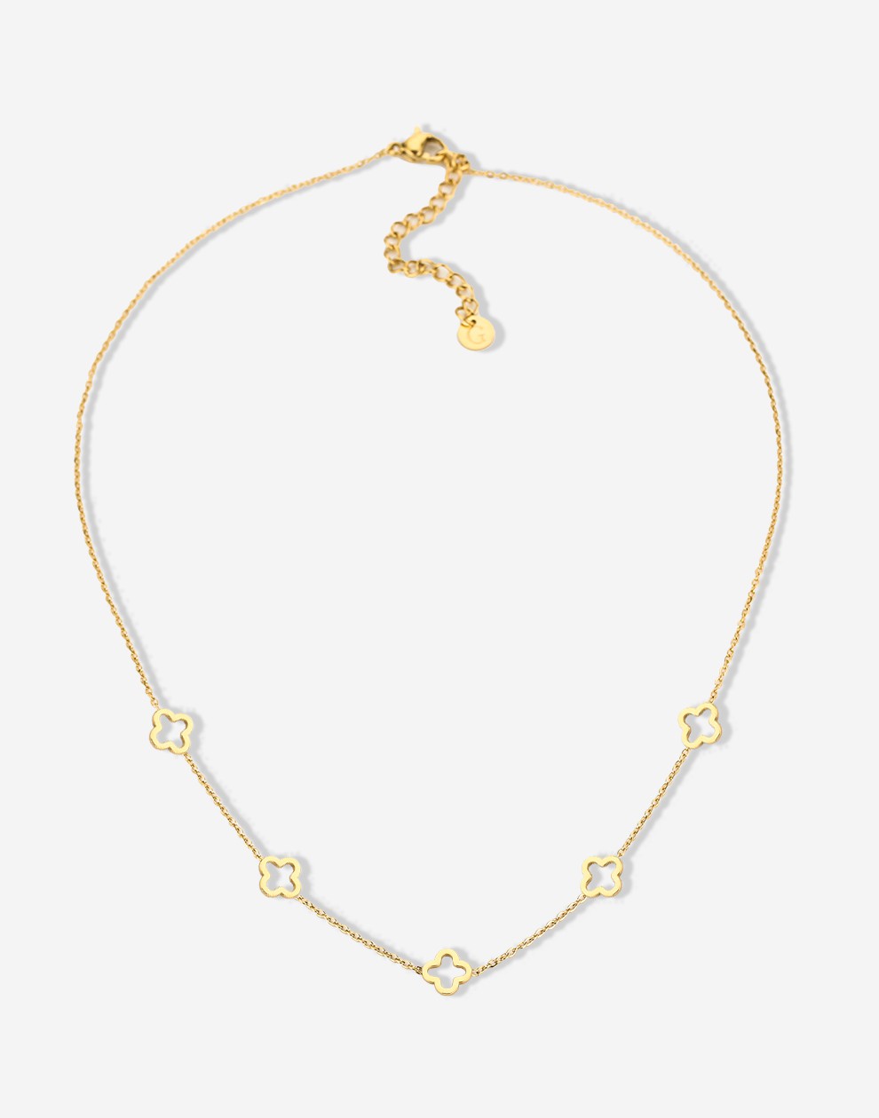 Ketting 5 open klavers goudkleurig