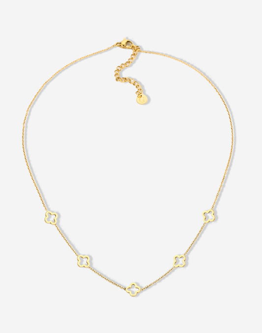Ketting 5 open klavers goudkleurig