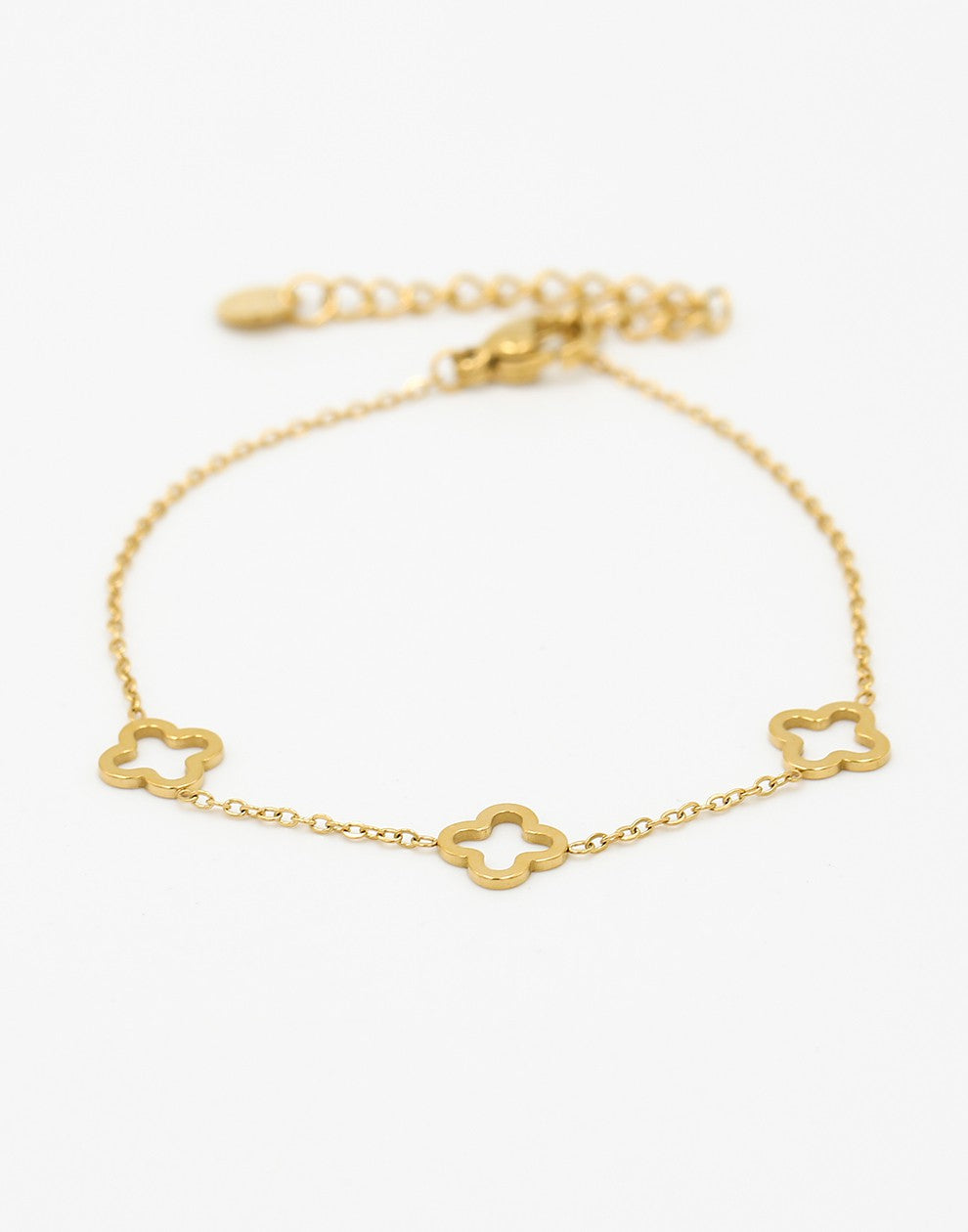 armband 3 open klavers goudkleurig