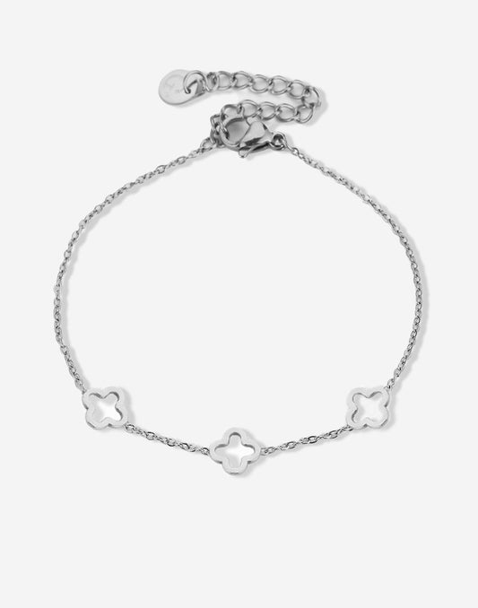 armband 3 open klavers zilverkleurig