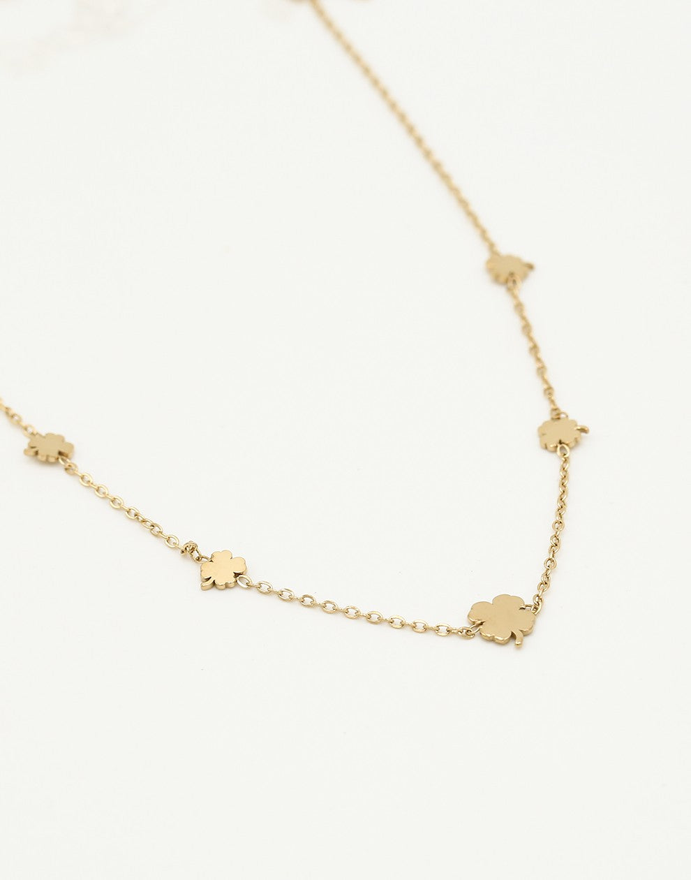 ketting klavertjes goudkleurig