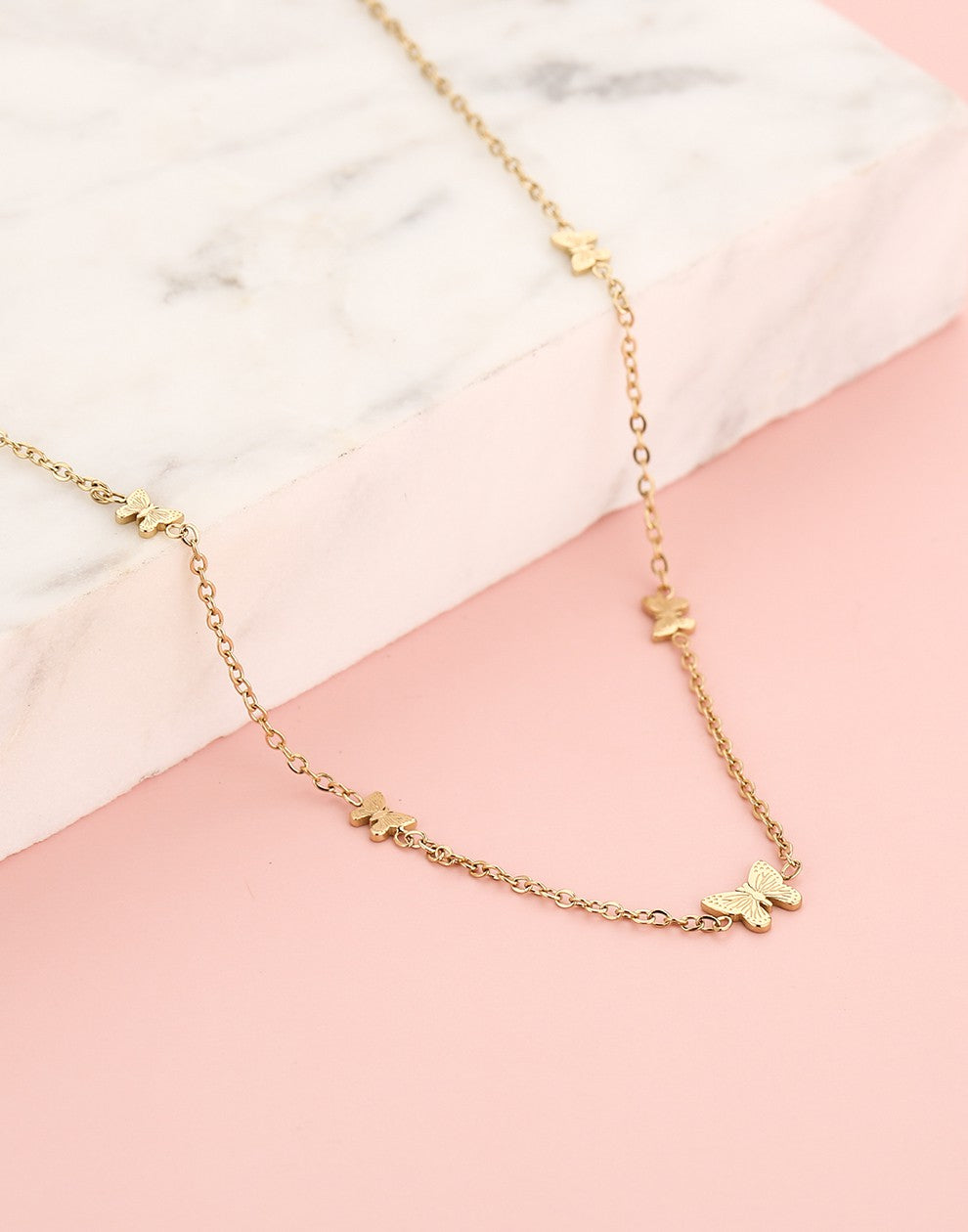 Ketting vlinders goudkleurig
