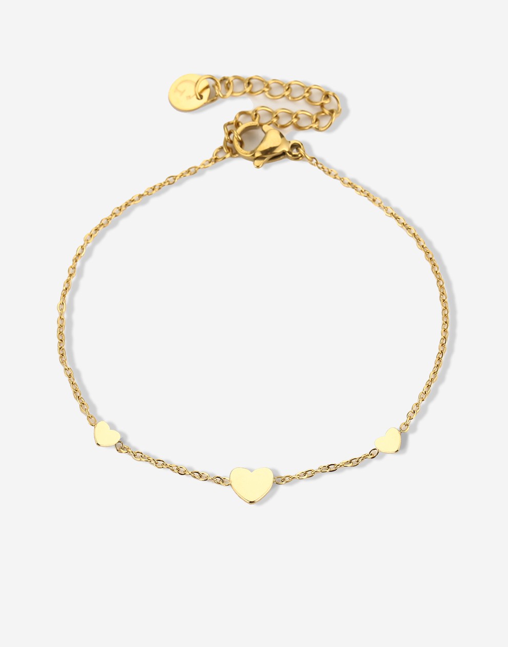 Armband 3 hartjes goudkleurig