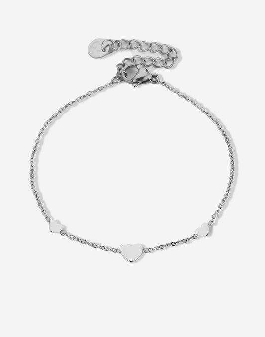 Armband 3 hartjes zilverkleurig