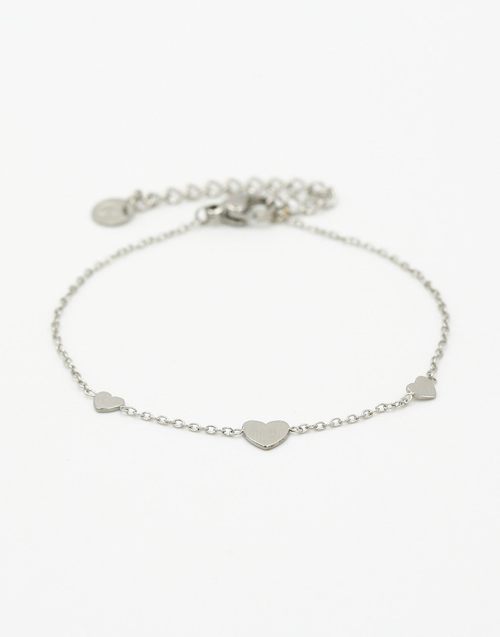 Armband 3 hartjes zilverkleurig