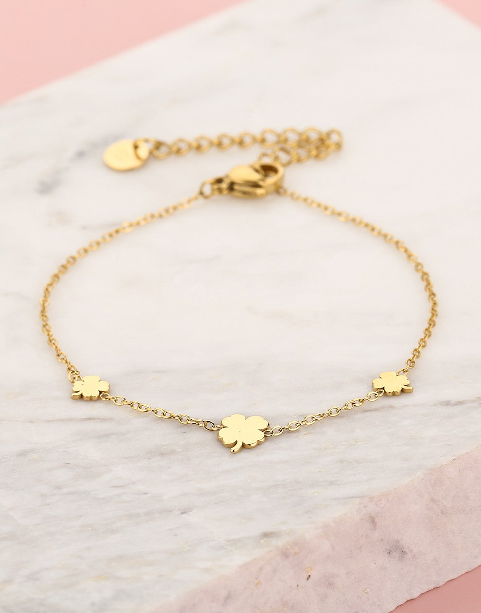 Armband klavers goudkleurig