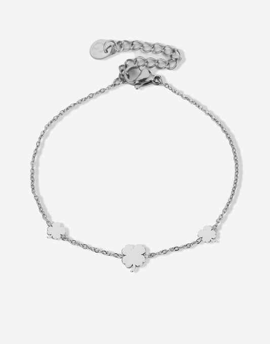 Armband klavers zilverkleurig