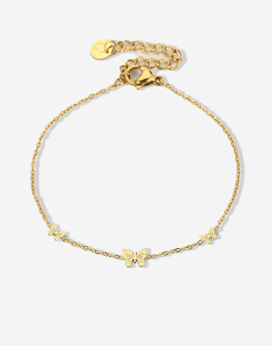 Armband vlinders goudkleurig