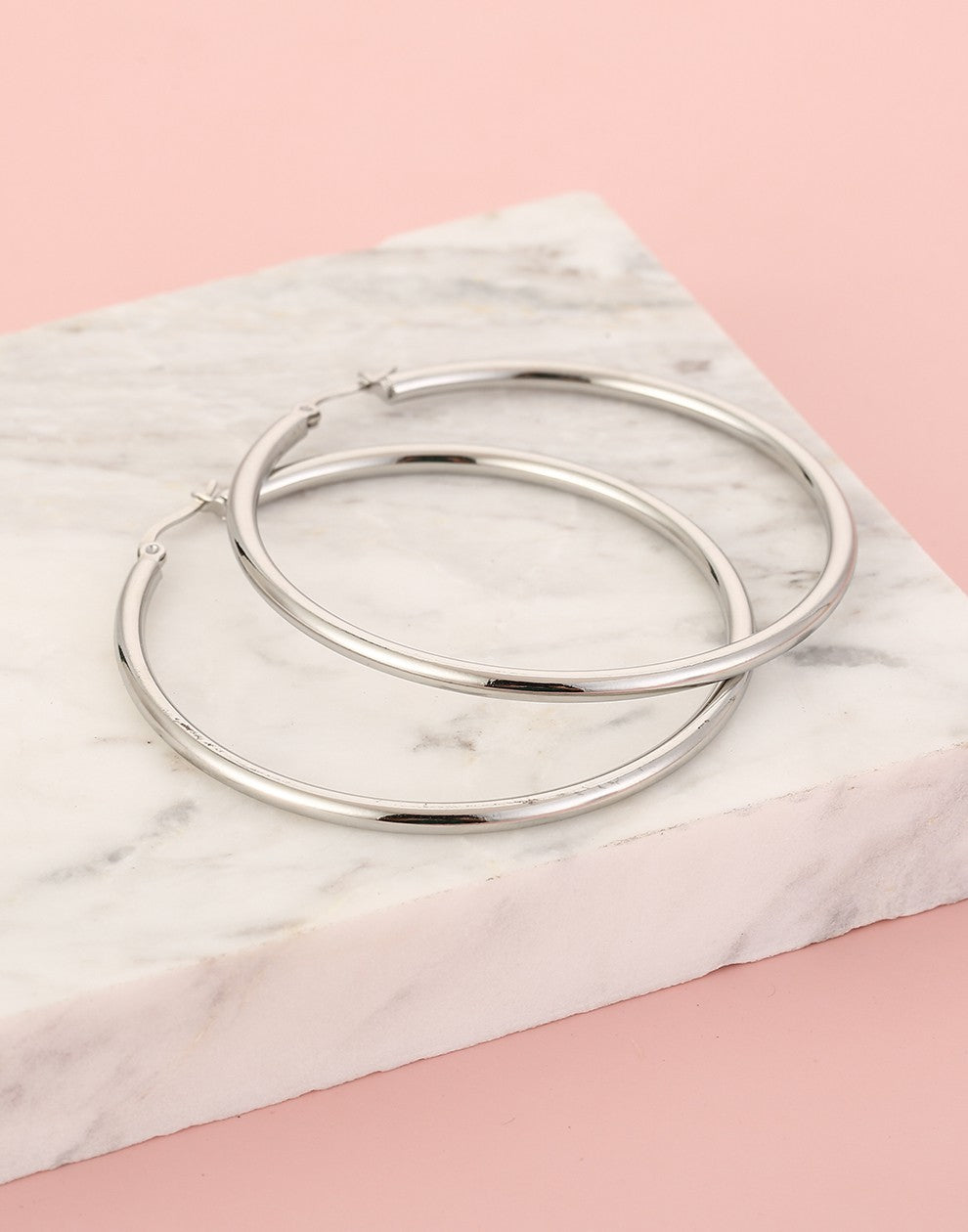 Oorringen hoops zilverkleurig 55mm