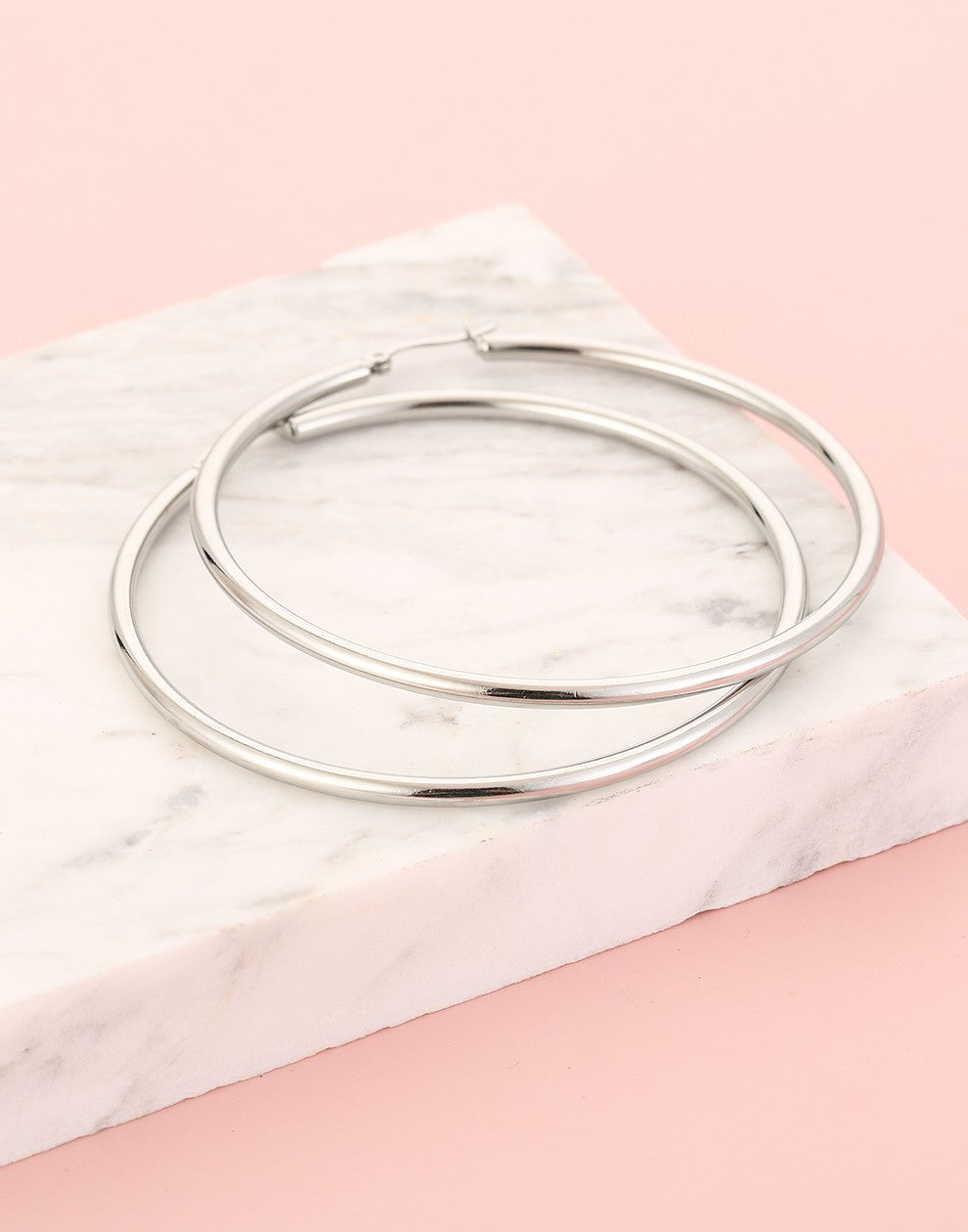 Oorringen hoops zilverkleurig 65mm