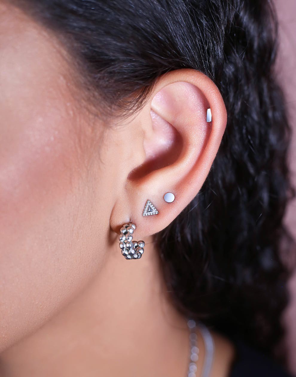 Studs plat rondje in het zilverkleurig