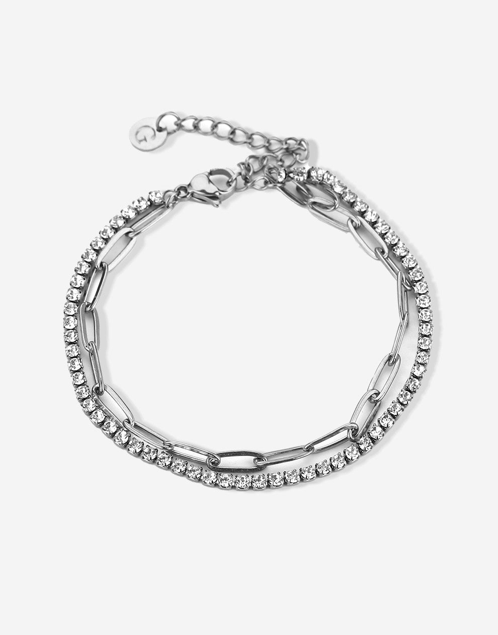 Armband tennis met paperclip schakel zilverkleurig